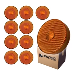 Kit 10 Lanterna Lateral LED Para Carreta Caminhão Trailer Reboque Sem Suporte Amarela G 85mm