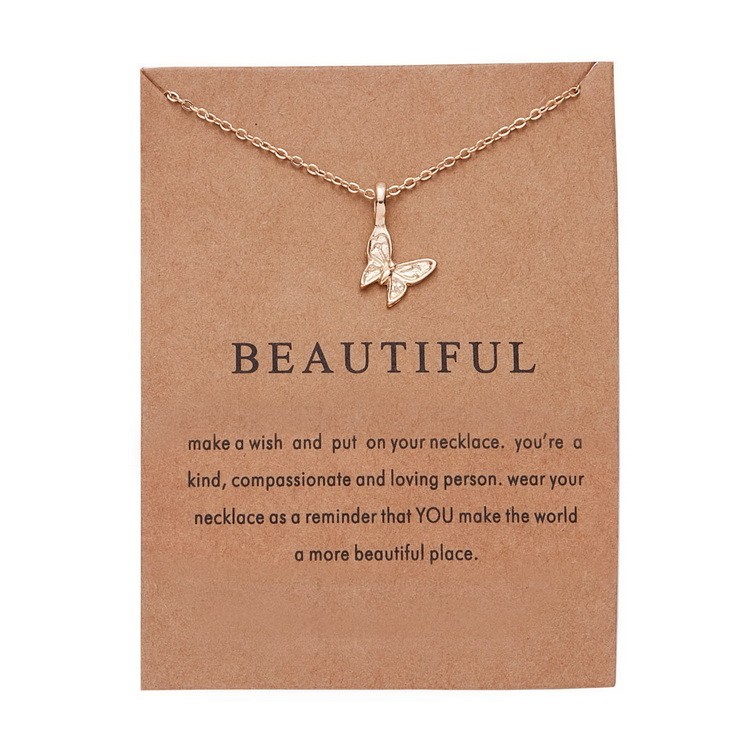 Jóias Bonitas Cartão de Papel Butterfly Alloy Necklace Versão coreana Jóias Simples Preço baixo