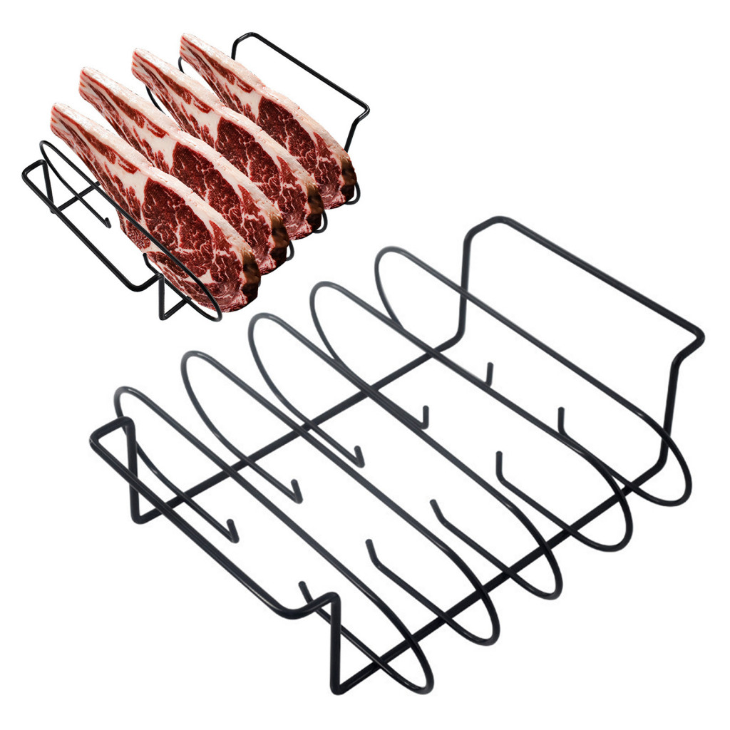 Grill Rib Rack Stand Bbq Stainless Steel for Grilling Nonstick Holder for 4 Ribs Sturdy Accessory for Even Cooking Perfect for Southeast