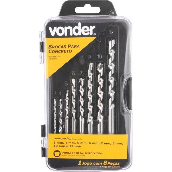 Jogo Broca de Vídea 3-12mm Din 8039 para Concreto Caixa Metálica Vonder em Oferta na Shopee