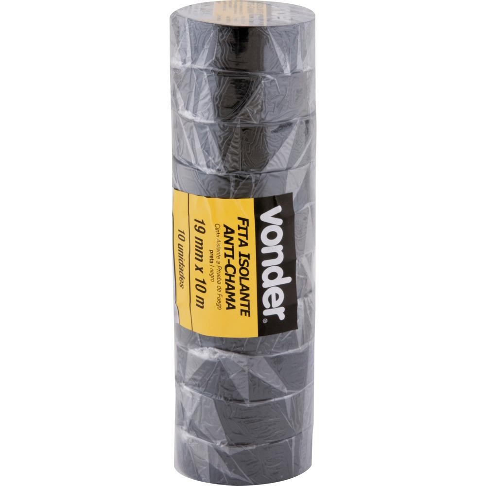 Detalhes do Fita Isolante Pvc 19mmx10M Preta Anti Chama Peça Vonder