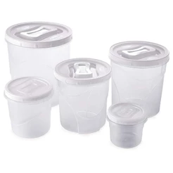 Kit 5 Potes Mantimentos Grandes Redondos Branco Plasútil