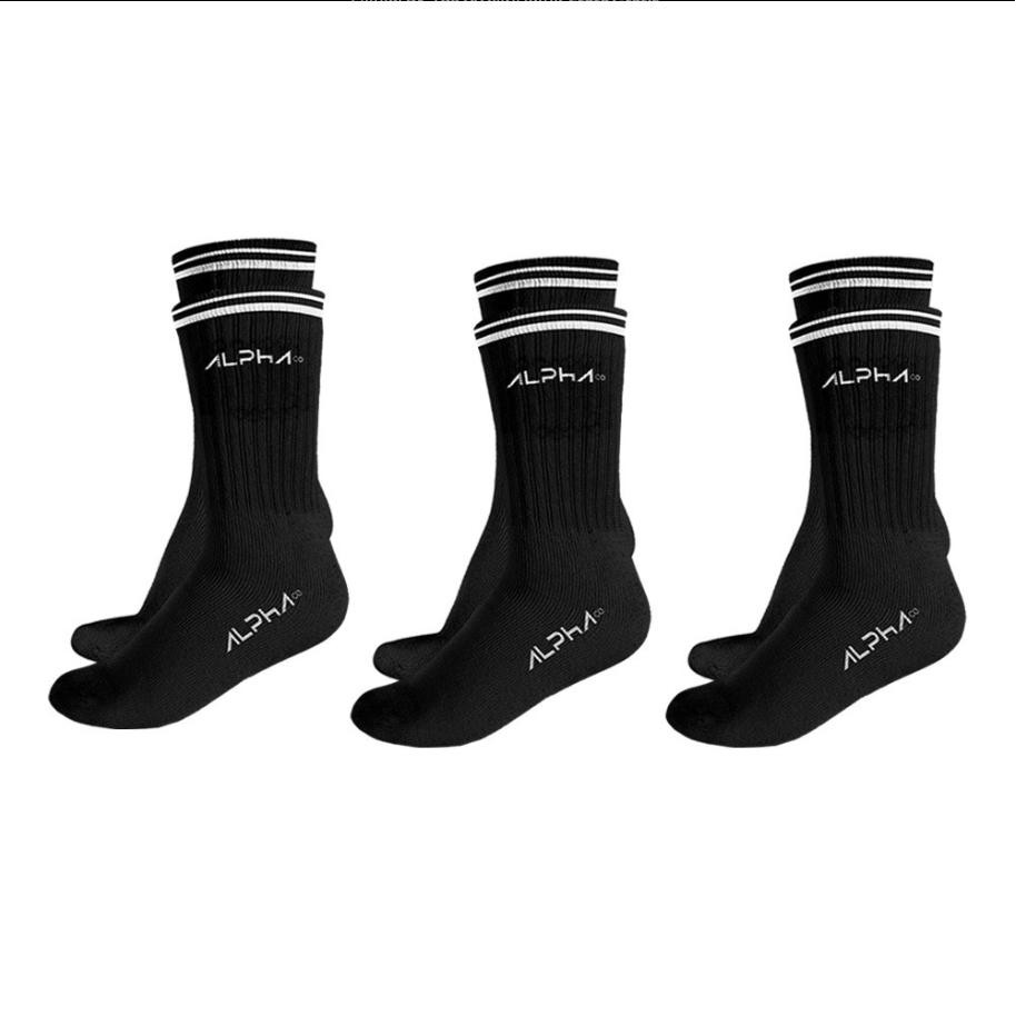 Kit 3 Meias Cano Médio Alpha Co - Preto - Men Clothes