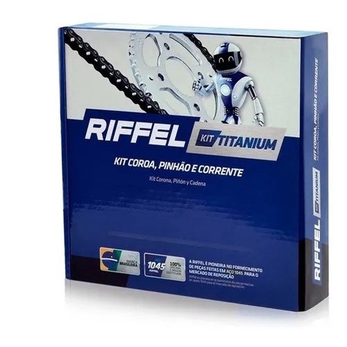 KIT RELACAO TRANSMISSAO RIFFEL XTZ 125 2002 A 2016 SEM RETENTOR