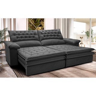 Sofá Retrátil e Reclinável 2,52m Molas Ensacadas Cama inBox Alemanha com Espuma Viscoelástico Velusoft Cinza em Oferta na Shopee