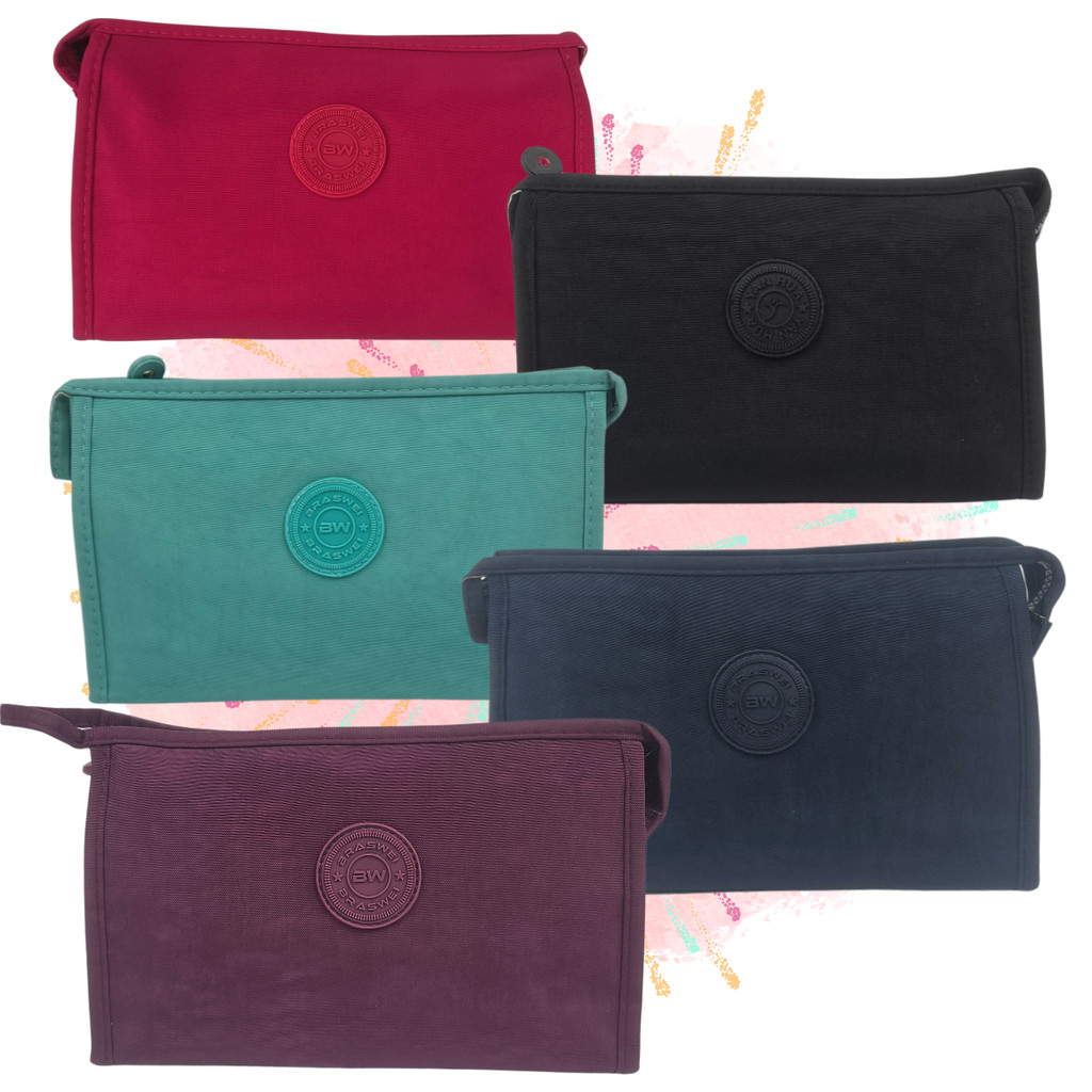 Necessaire Viagem Organizadora Masculina Feminina Natação Unisex Colorida Preta Zíper Forrada Compacta Nylon Amassado