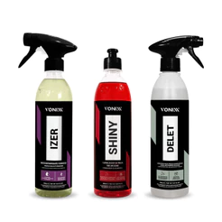 Kit Brilho para Pneus com Izer Limpador De Roda Delet Limpador De Pneu Shiny Pretinho Vonixx