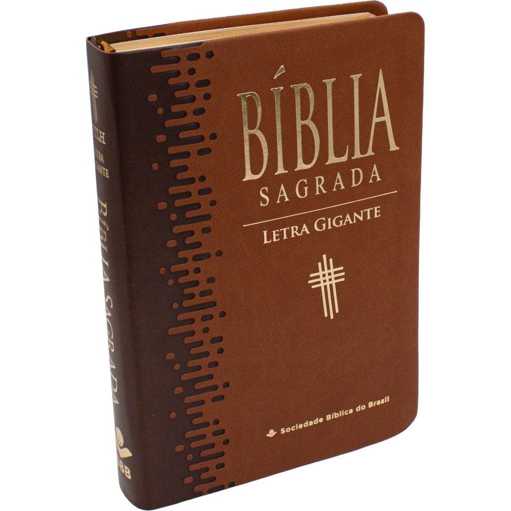 Bíblia Sagrada NTLH | Letra Gigante | Com Índice | Couro Sintético | Marrom Claro em Oferta na Shopee
