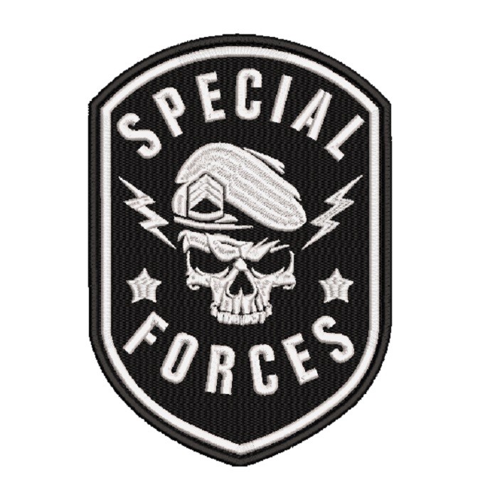 Patch Bordado Air Soft Breve Special Boina Forces Branco