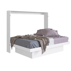 Cama de Casal Articulável Horizontal com Estação de Trabalho Latino Art In Móveis Branca