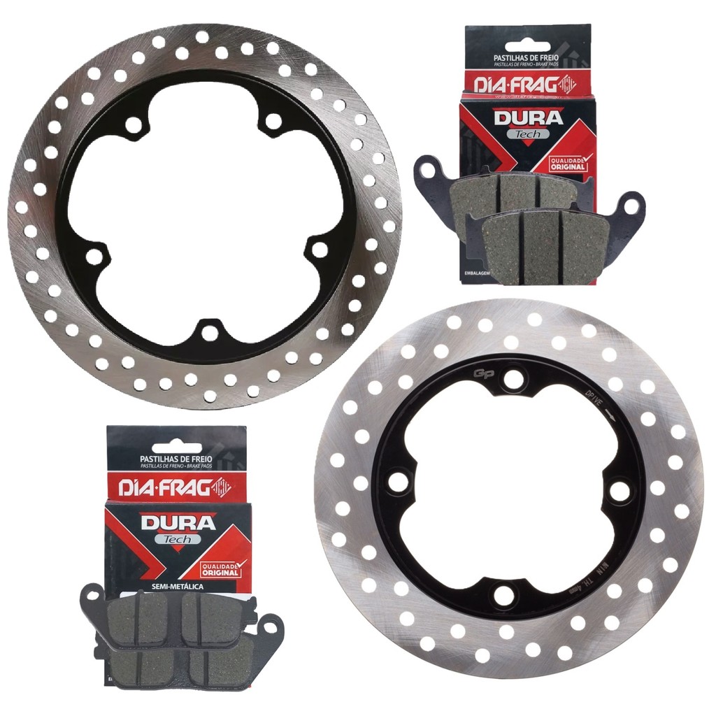 Kit Discos de Freio Cb 300f Twister Abs + Pastilhas Diafrag Dura Tech (Semimetálica) em Oferta na Shopee