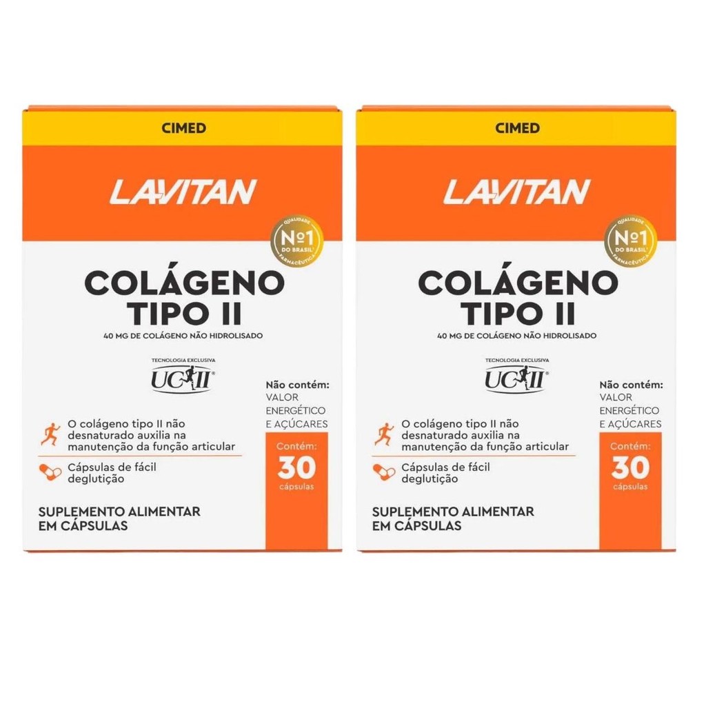 Kit Lavitan Colágeno Tipo II 40mg C/ 2Un De 30 Cápsulas Cada