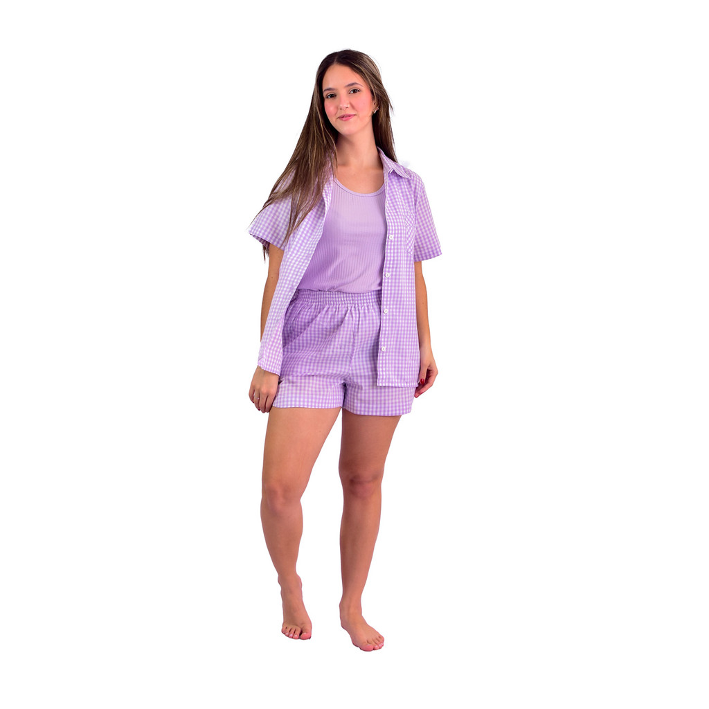 Pijama Bumabei Americano Curto Tricoline 3 peças - 2088
