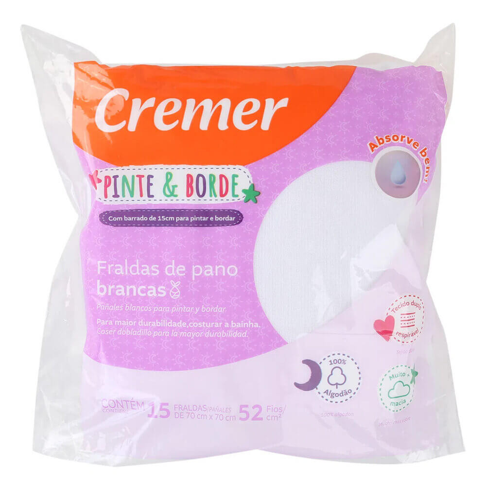Kit Fralda Cremer Pinte E Borde - 15 Unidades - Mom & Baby
