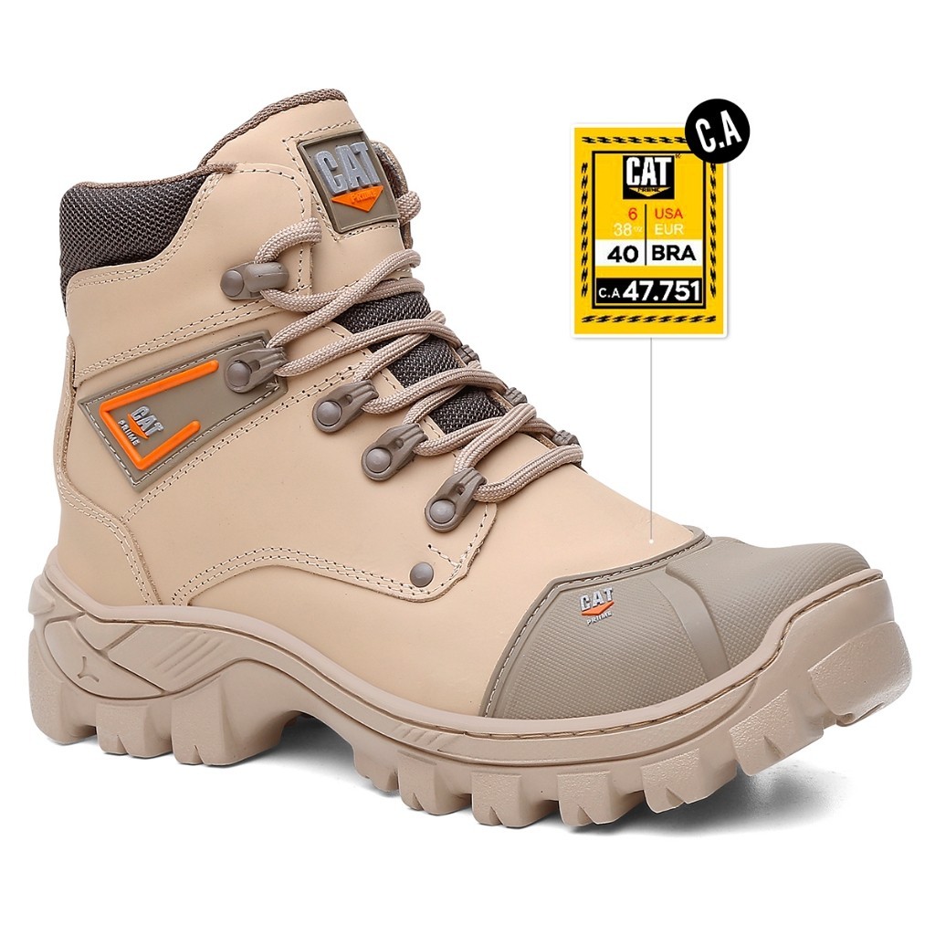 Bota Coturno Masculino Couro Premium Palmilha em Gel Bico PVC Original Com C.A