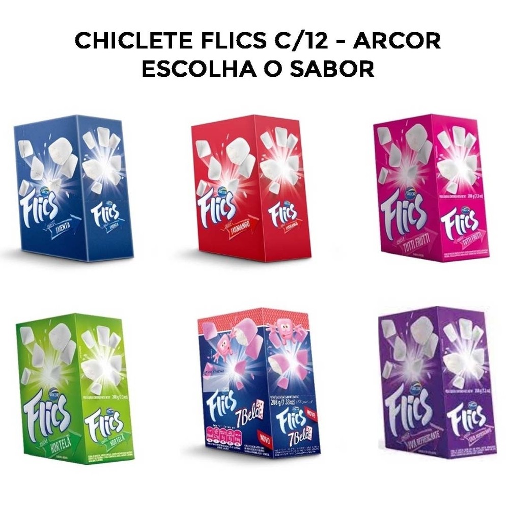 Chiclete Flics c/12 ESCOLHA O SABOR - Arcor em Oferta na Shopee