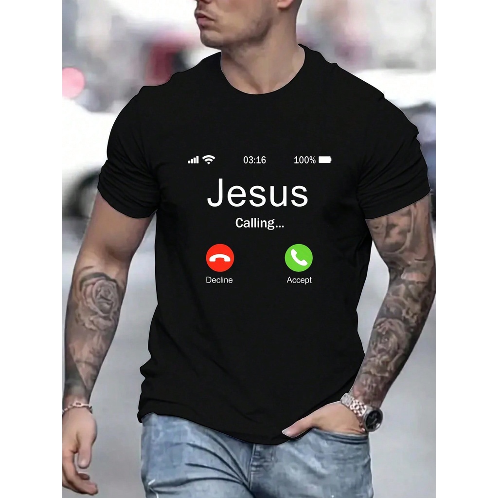 Camiseta Letra Gráfica Jesus Está Ligando Moda Gospel 100% Algodão evangélica muito descolada