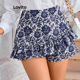 Lovito Shorts Boho Com Estampa Tribal E Bainha Com Babados Para Mulheres L89ED247 (Multicolorido) em Oferta na Shopee