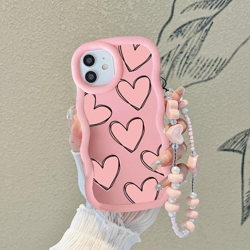 3D Love Heart Hang Strap Corrente De Pulso Cordão Capa De Telefone Para Samsung Galaxy A06 A05 A05S A04 A04E A02S A03 Co
