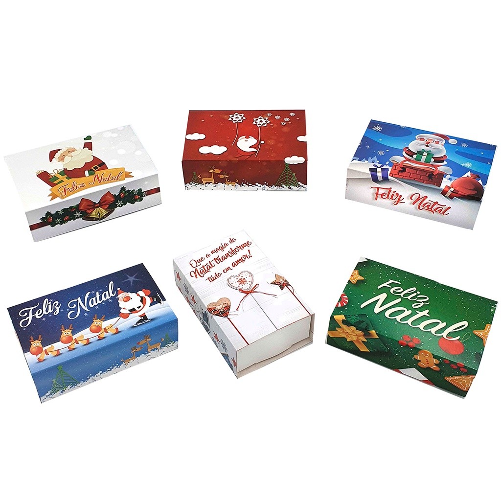 10 Caixas Especial De Natal Para 06 Doces, Trufas, presentes e outros. Em 6 Lindos Tema :)