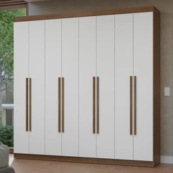 Guarda-Roupa Casal 8 Portas Batentes Rustic/Branco/Rustic Netuno Madesa