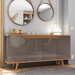 Buffet Louise Cinza Pérola Noce 4 Portas