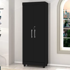 Armário Multiuso Lavanderia com Chave 2 Portas 1,80m Texas Preto J&A