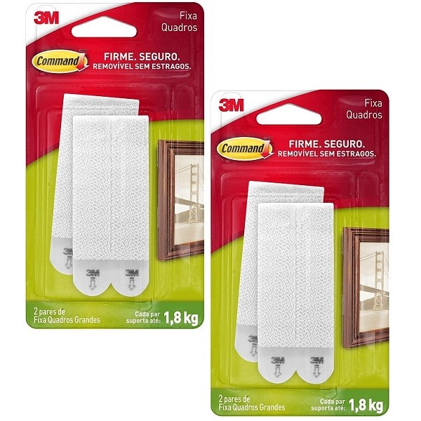 Kit com 4 Fixa Quadros Adesivo Command Grande ATE 1,8KG 3M em Oferta na Shopee