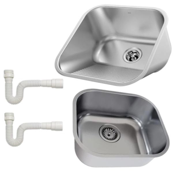 Tanque Inox 40x40 Docol Lavanderia + Cuba Docol 40x34 Acetinado Fosco Pia Cozinha