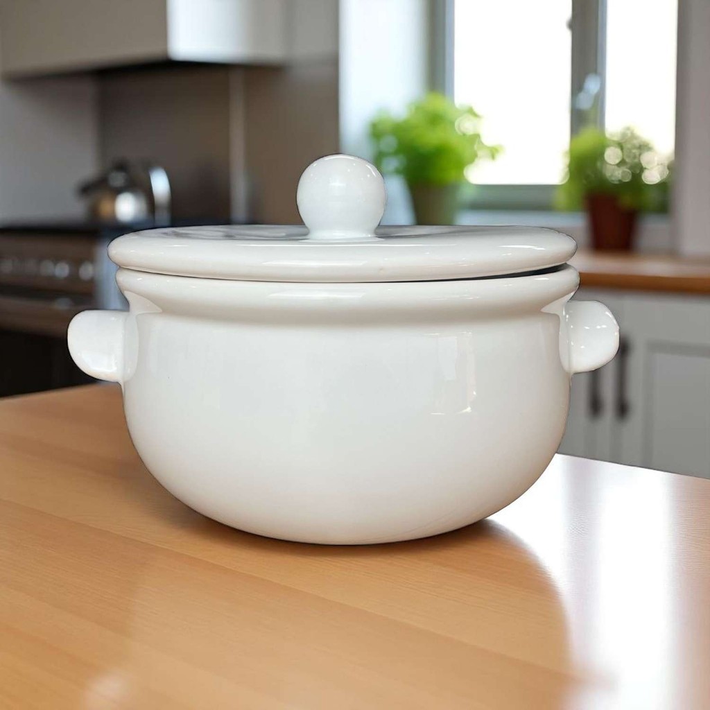 Sopeira Branca Cumbuca Com Tampa Alça 2,4L Caldos Feijoada Sopa em Oferta na Shopee