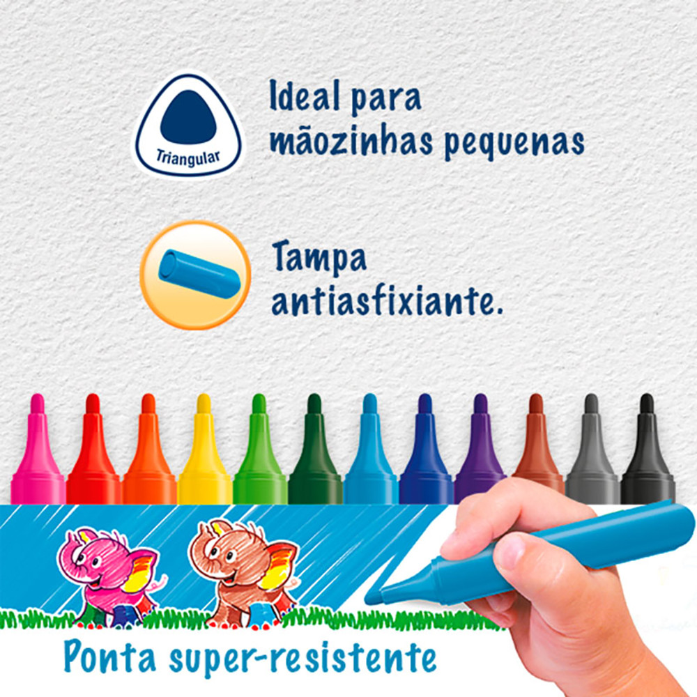Detalhes do Caneta hidrográfica Triangular Jumbo 12 cores 150212J Faber-Castell