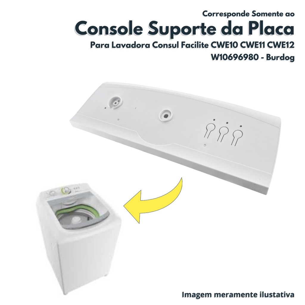 Console Suporte da Placa Para Lavadora Consul Facilite CWE10 CWE11 CWG12 Burdog W10696980