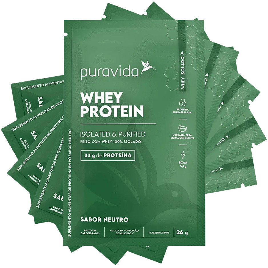 PURA VIDA KIT 5 UNID SACHE (26G) WHEY PROTEIN ISOLADO - SABOR NEUTRO