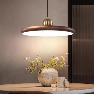 Lampu Gantung Ufo Lustre Sala Jantar Led Com Textura De Madeira De Nogueira Luminária Pendente Bar/ilha De Cozinha/café