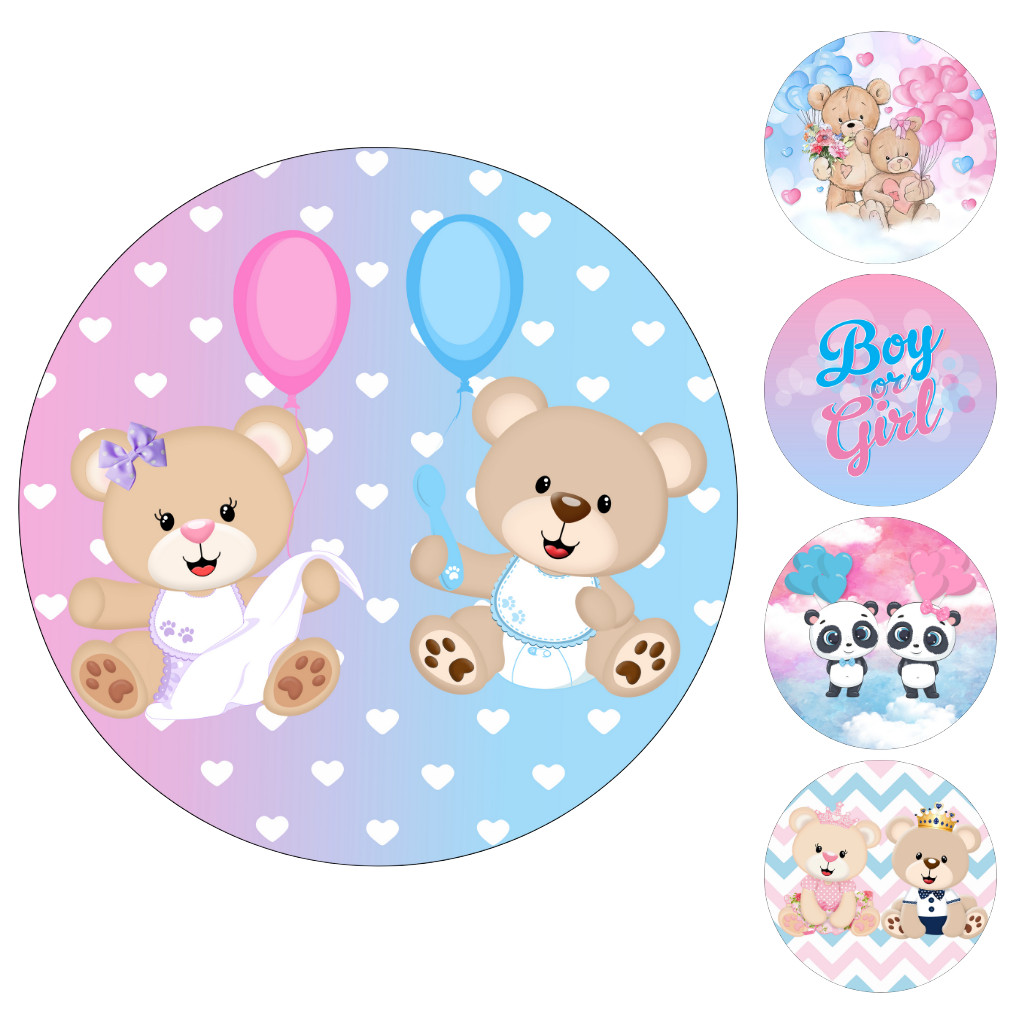 Capa Painel Redondo Mesa Chá Revelação Sublimado C/ Elástico 50×50Cm em Oferta na Shopee