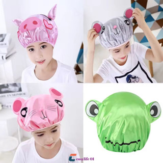 Touca de Banho Infantil Impermeável #   39; À prova d'água com design de desenho animado, camada dupla, proteção auricul em Oferta na Shopee