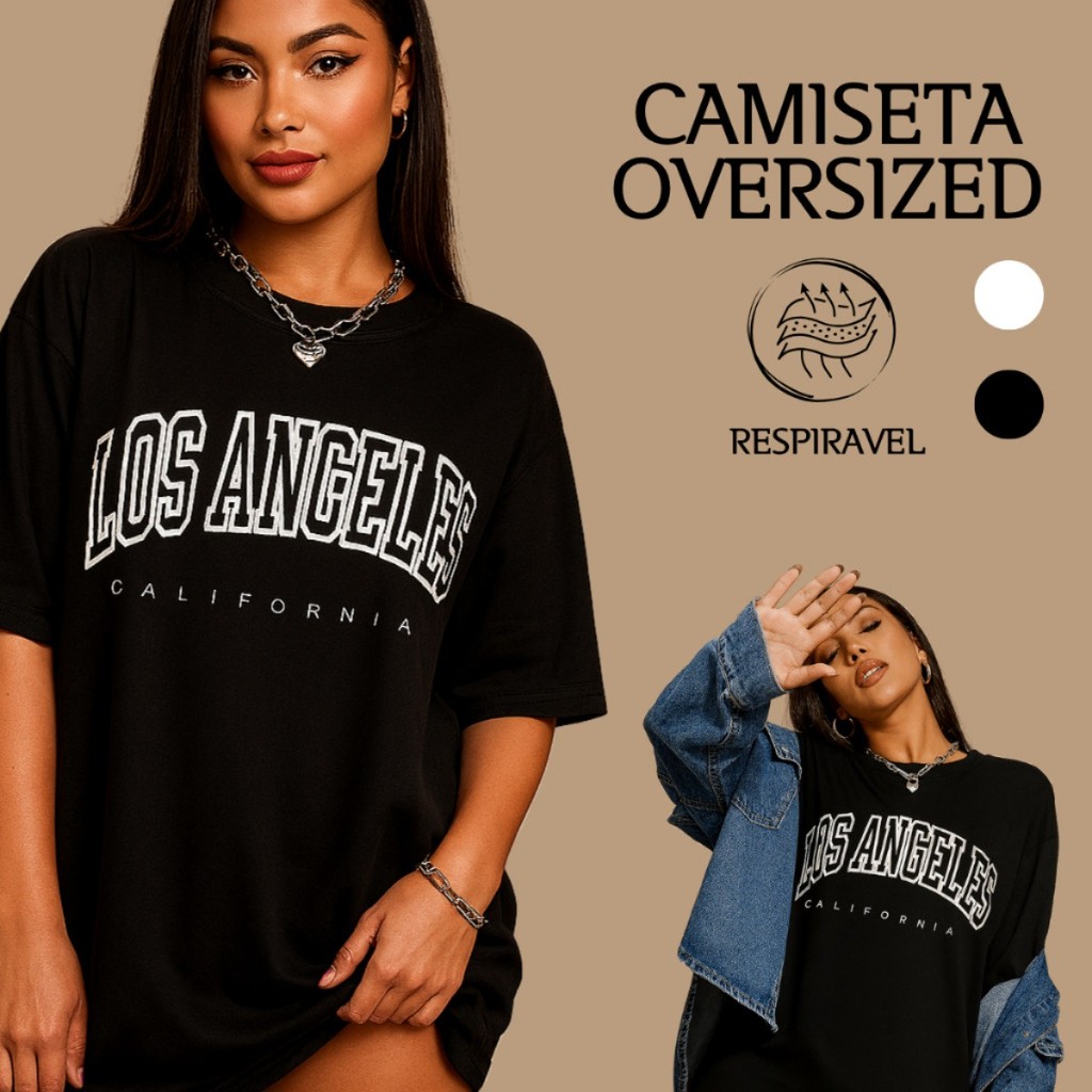 Camiseta Oversized Streetwear Unissex Los Angeles