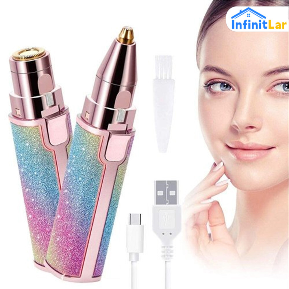 Depilador 2 em 1 Recarregável USB Prático Para Depilação Sobrancelha Buço em Oferta na Shopee