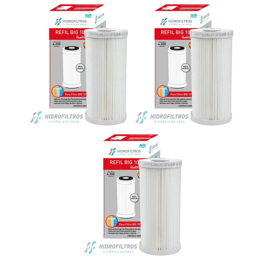 KIT 03 UN Refil Hidrofiltros P/ Filtro Big 10 Original
