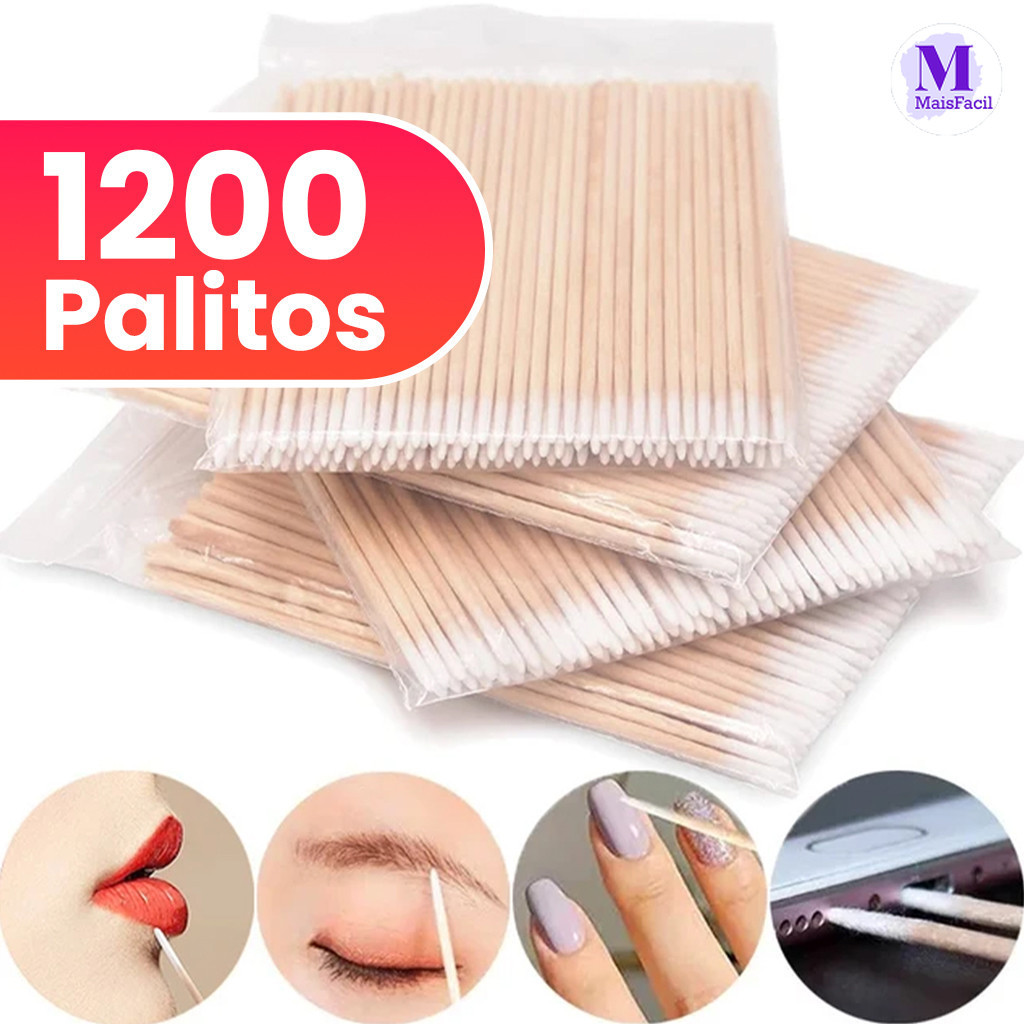 Kit 100/300/600/1200 Palitos Com Algodão De Limpeza Alinhamento Henna Micropigmentação Unha Boca