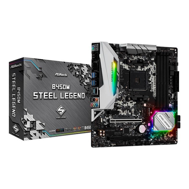 Placa Mae ASRock B450M Steel Legend DDR4 Socket AM4 Chipset AMD B450, B450M-STEEL-LEGEND