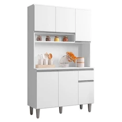 Armário Para Cozinha Ambiente Kit Márcia Branco Brilho - Ajl