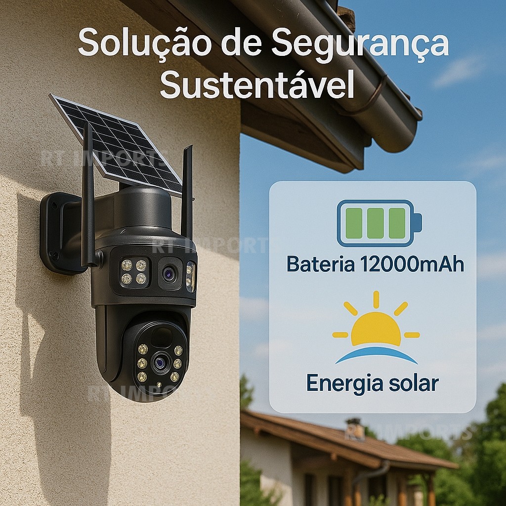 Nova Câmera Segurança Solar 4G Full HD Wi-Fi Chip 10x Zoom Bateria Longa Duração Lente Dupla Yoosee