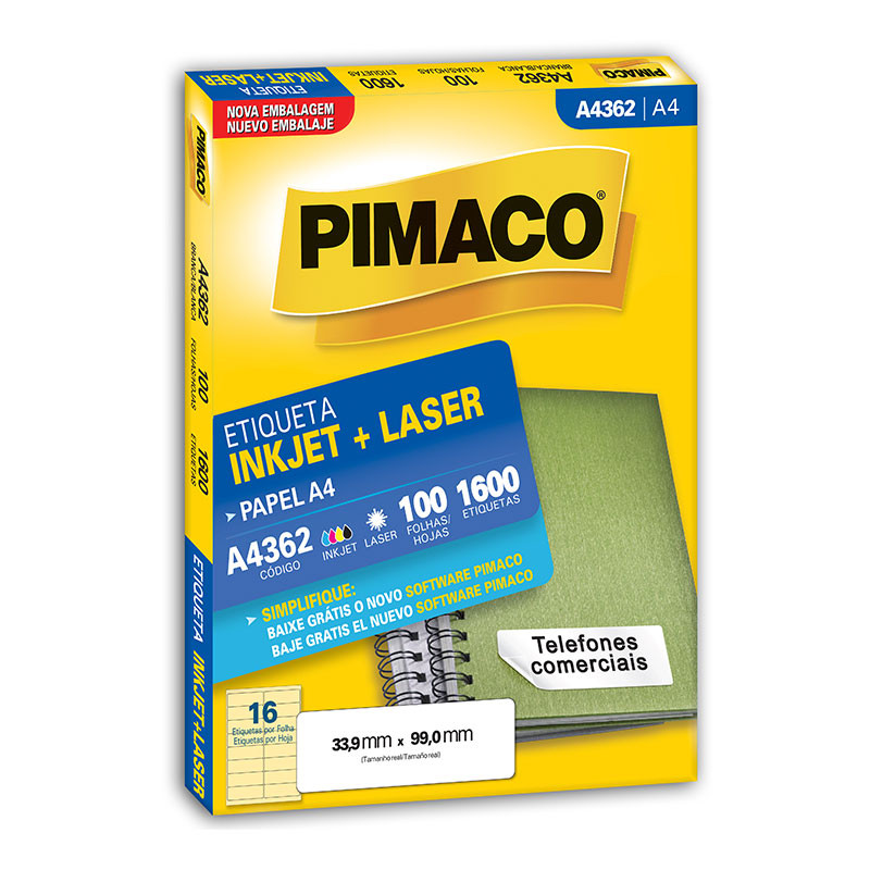 Etiqueta inkjet/laser A4362 com 100 folhas Pimaco em Oferta na Shopee