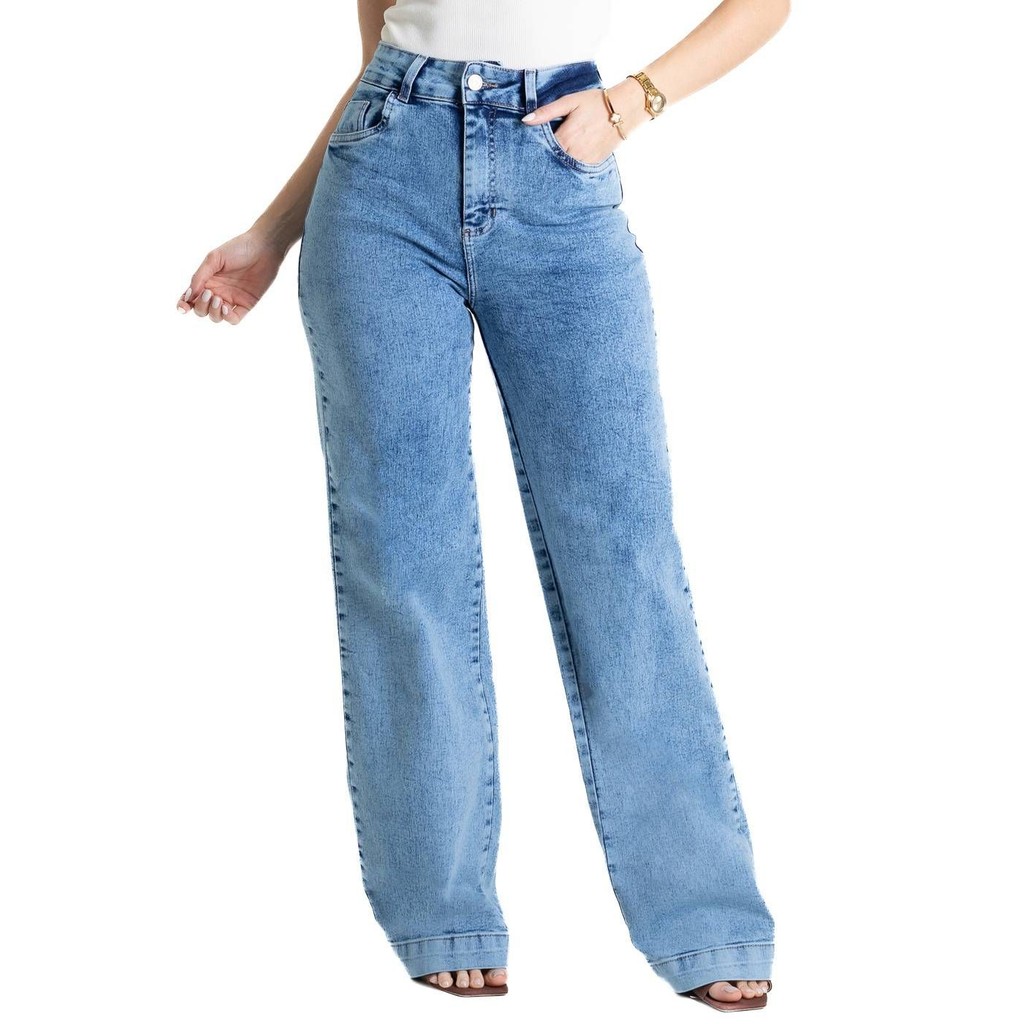 Calça Jeans Sawary Wide Leg - 280234 em Oferta na Shopee