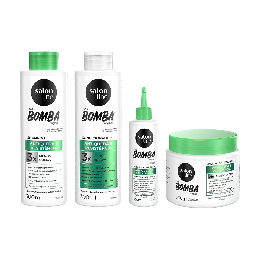 Kit Completo SOS Bomba Antiqueda 4 produtos Salon Line