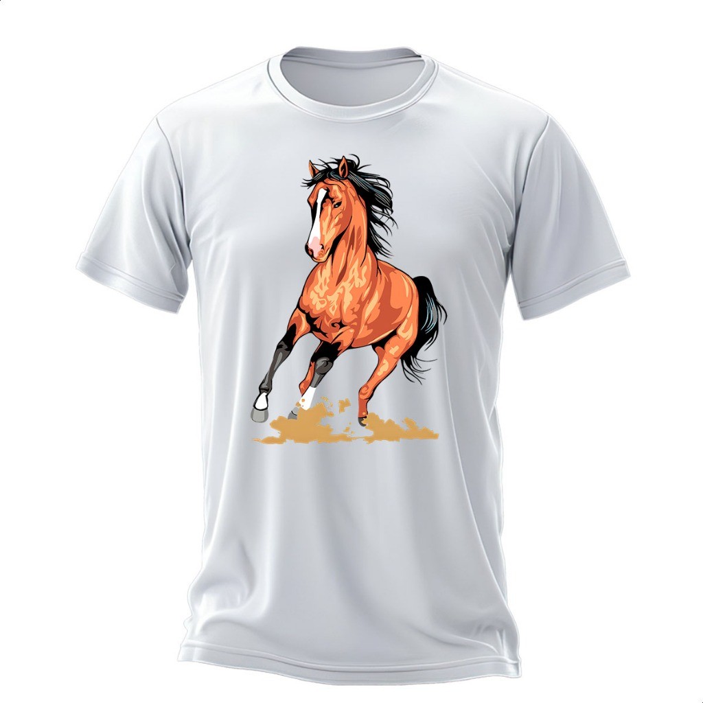 Camisa Estampada 100% Algodão Camiseta Country  Cavalo Horse Cavalgada