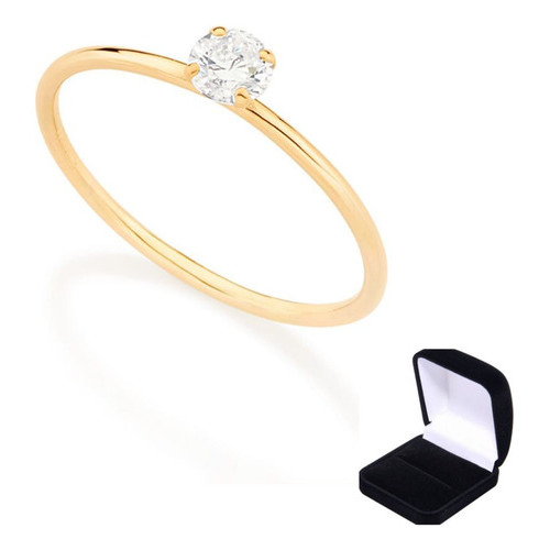 Anel Solitário Rommanel Folheado A Ouro Cx De Veludo 513053 em Oferta na Shopee