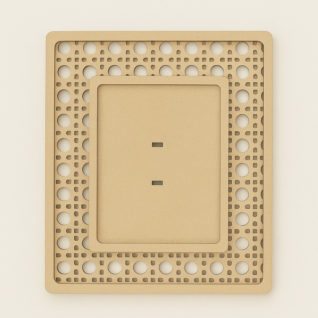 Porta Retrato em formato de Palhinha Indiana em mdf para foto tamanho a escolher cm cor pinus peroba rosa rattan palha