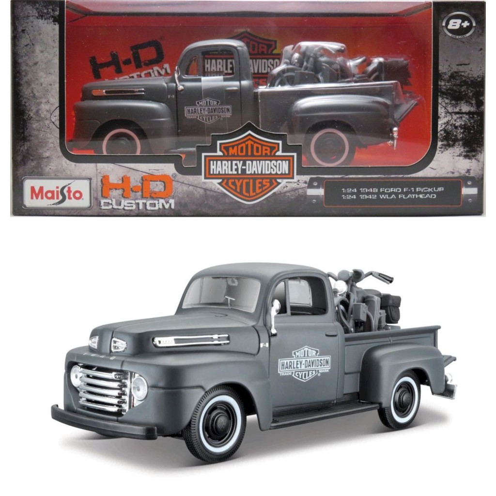 1948 Ford F-1 Pickup + 1942 WLA Flathead - Harley Davidson HD Custom - 1/24 - Maisto